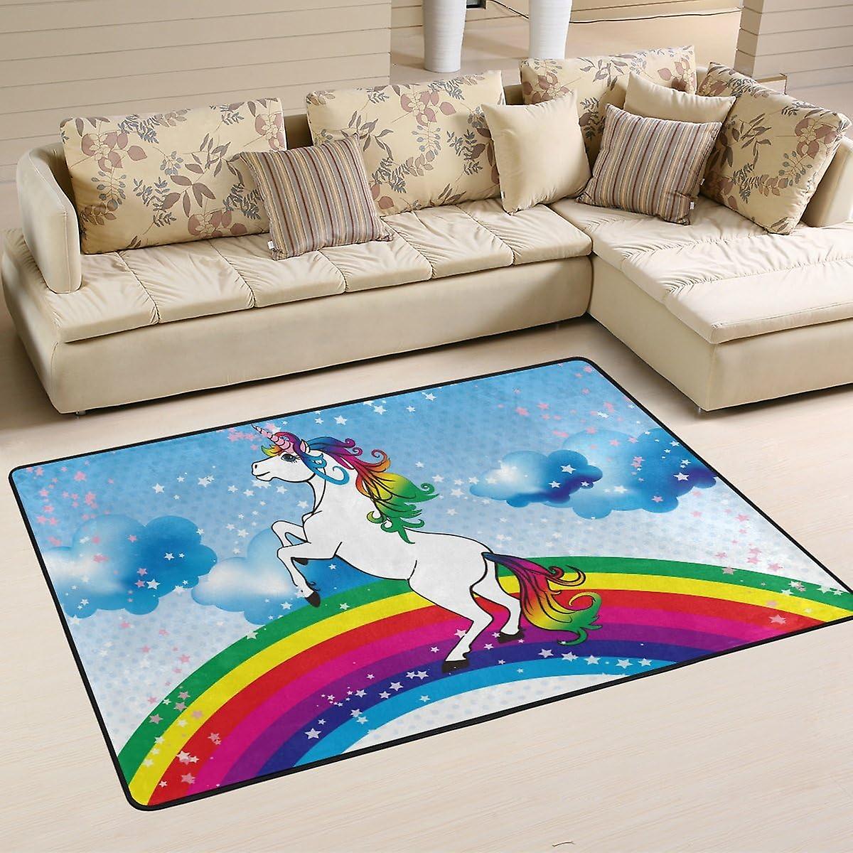 Colourlife Lightweight Carpet Mats Area Soft Rugs Floor Mat Doormat Decoration For Rooms Entrance 36 X 24 Inches Unicorn Rainbow Believe Your Dream