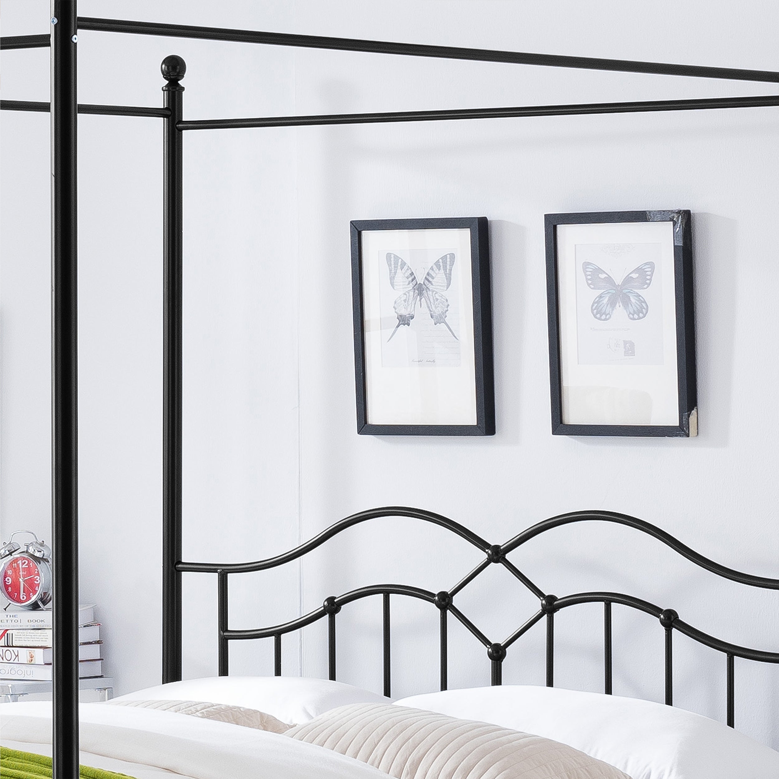 Simona Traditional Iron Canopy Queen Bed Frame