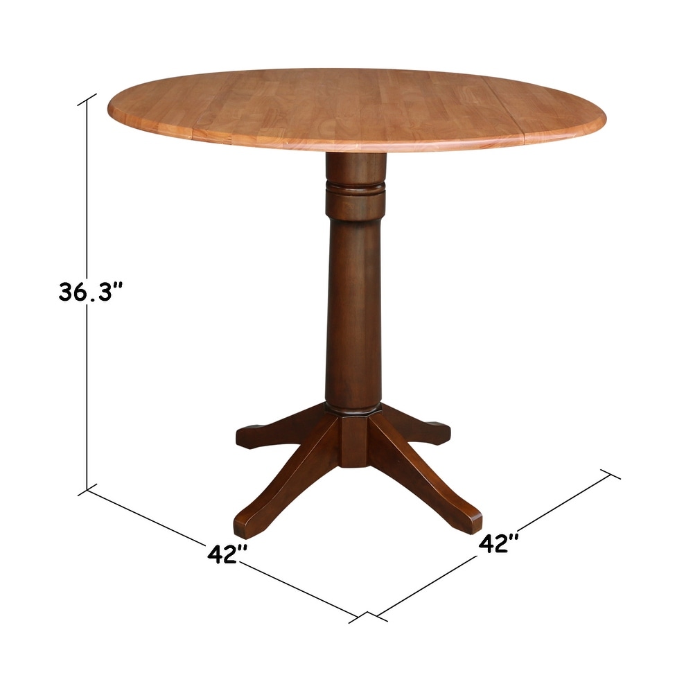 42 in. Round Top Dual Drop Leaf Pedestal Dining Table