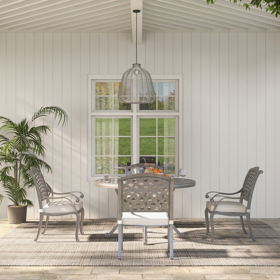 Cast Aluminum 5 Piece Aluminum Dining Set with Cus...