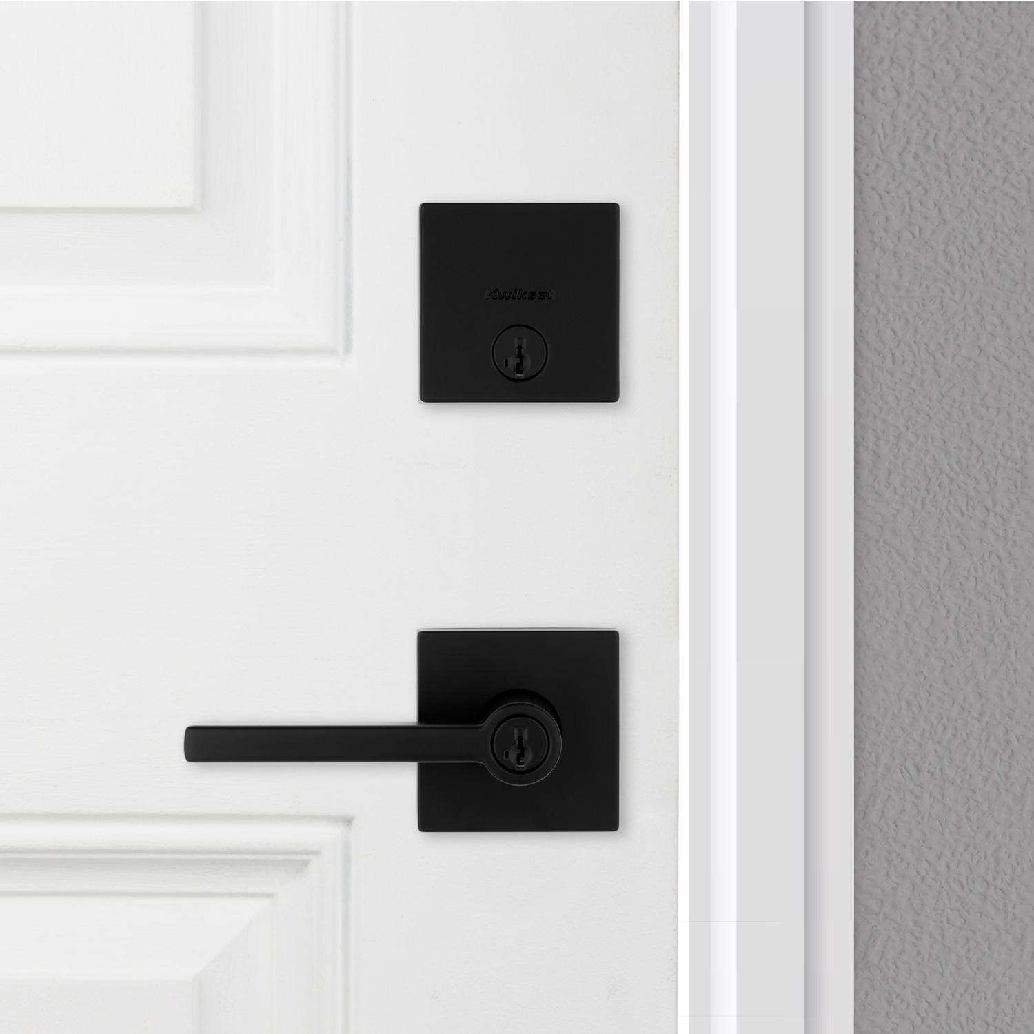 Kwikset Halifax Matte Black Zinc Lever and Single Cylinder Deadbolt