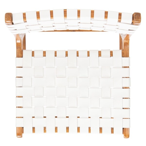 SAFAVIEH Taika White Woven Leather Dining Chair