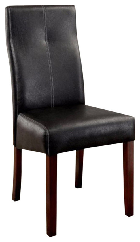 Bonneville I Contemporary Side Chair With Black Pu  Set Of 2   Transitional   Armchairs And Accent Chairs   by Benzara  Woodland Imprts  The Urban Port  Houzz