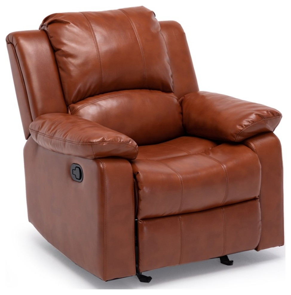 Home Square Faux Leather Glider Rocker Recliner in Caramel   Set of 2   Contemporary   Recliner Chairs   by Homesquare  Houzz