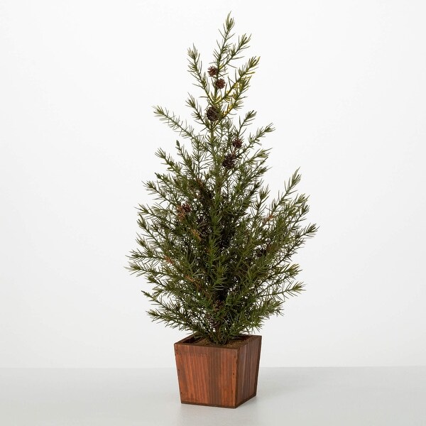 Sullivans Artificial Christmas Potted Cedar Pinecone Tree