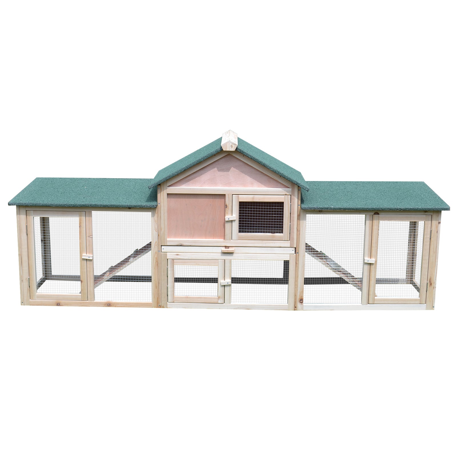 Deluxe Wooden Bunny Hutch w/ Ladder and Outdoor Run