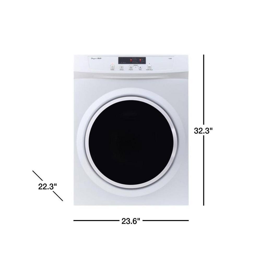 EQUATOR ADVANCED Appliances 3.5 cu.ft. 110V SensorRefresh Compact Vented Dryer White DD 860