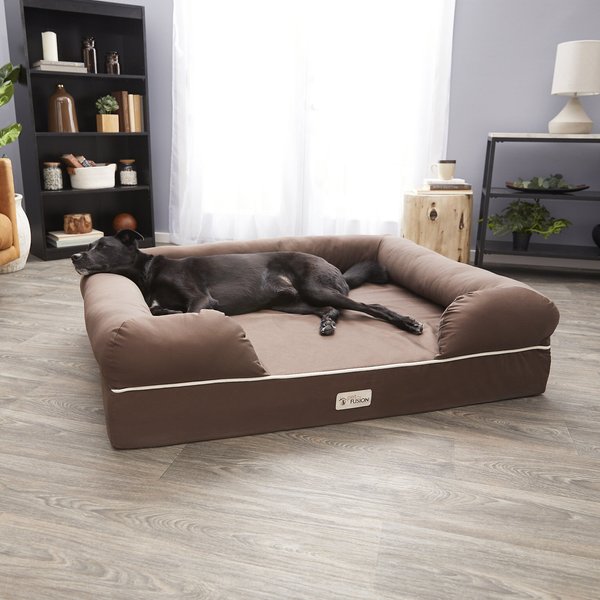 PetFusion Ultimate Lounge Memory Foam Bolster Cat and Dog Bed w/Removable Cover