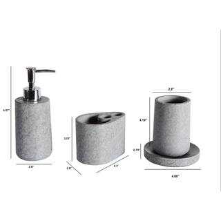 4- Pieces Gray Stone ColorCement Gray Concrete Bath Accessory Set for Vanity Countertops wywymnjmnj-36