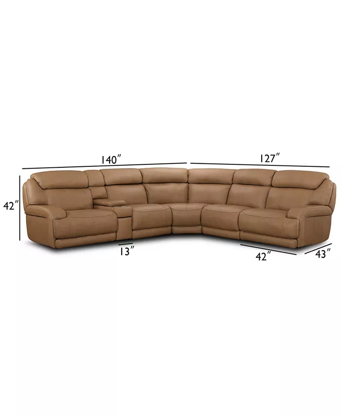 Furniture CLOSEOUT! Daventry 6-Pc. Leather Sectional Sofa With 2 Power Recliners Power Headrests Console And USB Power Outlet