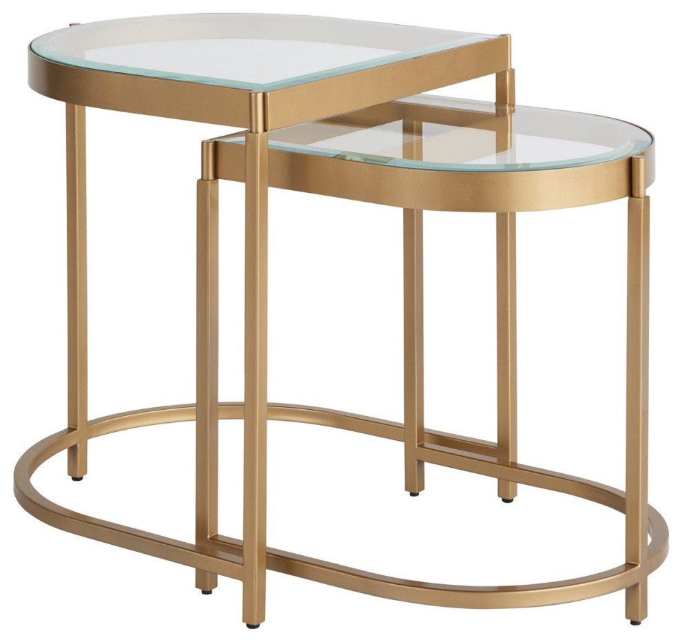 Miranda Kerr Editorial Metal End Table With Glass Top  Gold   Contemporary   Side Tables And End Tables   by Universal Furniture Company  Houzz