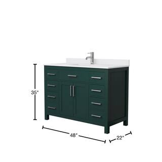 Wyndham Collection Beckett 48 in. W x 22 in. D x 35 in. H Single Sink Bathroom Vanity in Green with White Cultured Marble Top WCG242448SGEWCUNSMXX