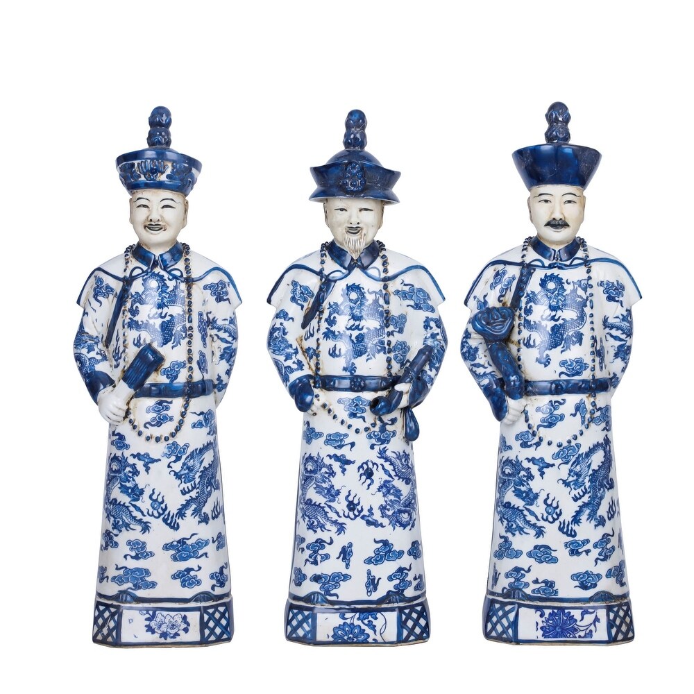 Blue And White Qing Emperors of 3 Generations Large   Set