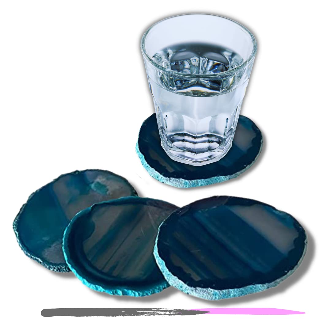 Artisansmx Natural Agate Slice Coasters Home Decor Pack of 4