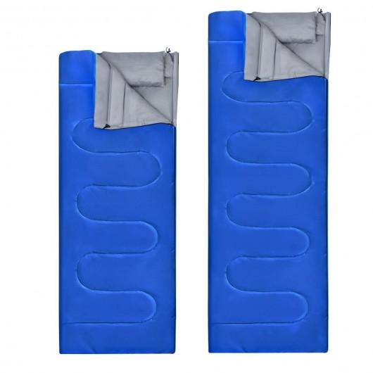 2 Person Waterproof Sleeping Bag with 2 Pillows-Blue