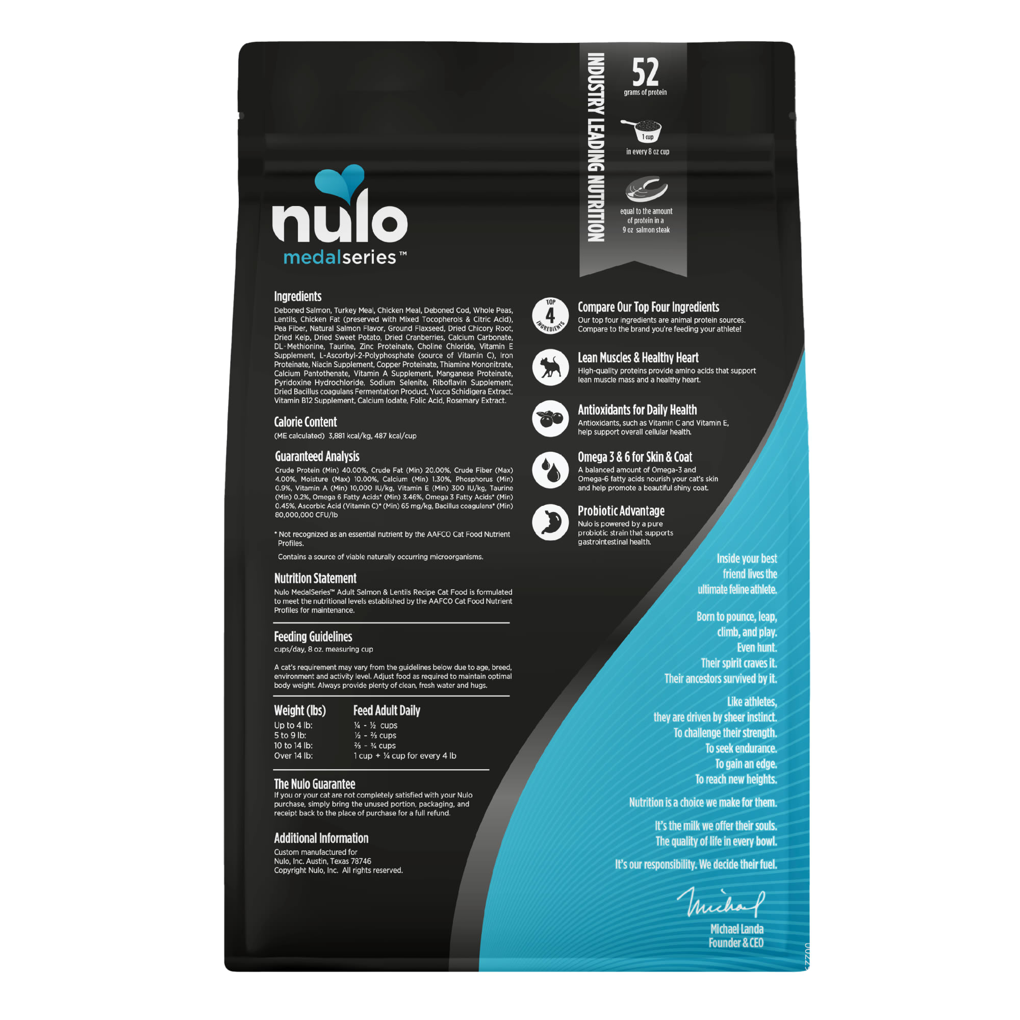 Nulo MedalSeries Grain-Free Salmon  Lentils Adult Dry Cat Food， 12 lbs.