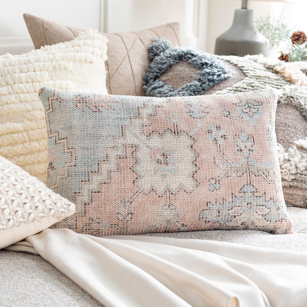 Frasir Faded Floral Geometric Print Throw Pillow.