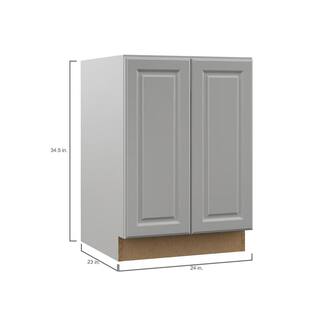 Hampton Bay Designer Series Elgin Assembled 24x34.5x23.75 in. Full Height Door Base Kitchen Cabinet in Heron Gray BF24-ELGR