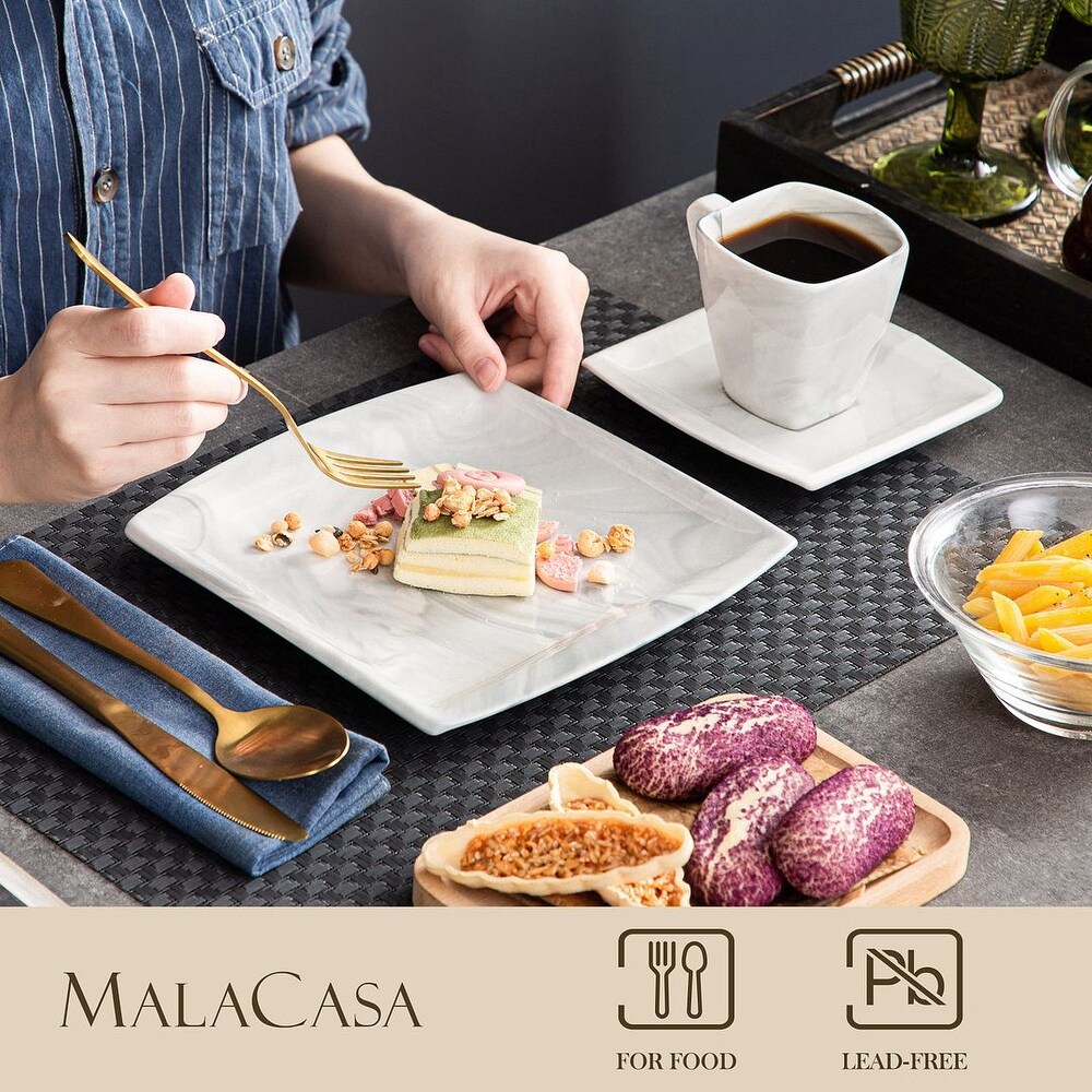 MALACASA Blance 18 Piece Porcelain Dessert Set (Service for 6)