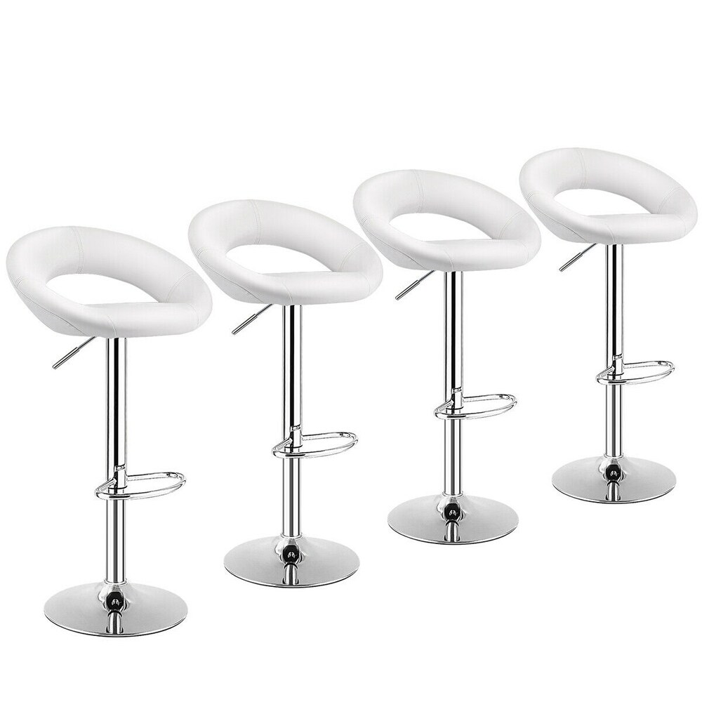 Gymax Set of 4 Adjustable Bar Stools Swivel Pub Chairs Barstools PU   See Details