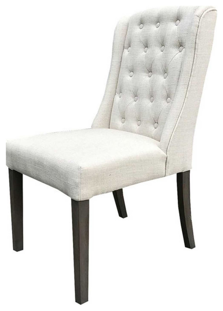 Monroe Transitional Tufted Side Dining Chairs  Linen  Set of 2   Transitional   Dining Chairs   by Bill Grace  Houzz