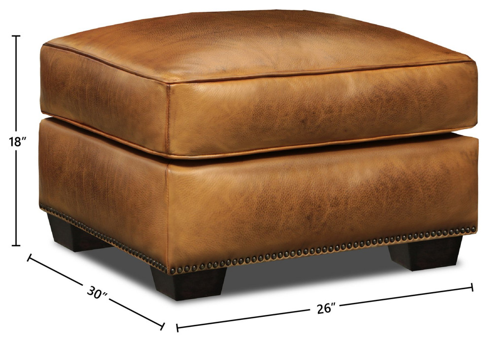 Valencia 100% Top Grain Hand Antiqued Leather Traditional Ottoman   Transitional   Footstools And Ottomans   by Hello Sofa Home  Houzz