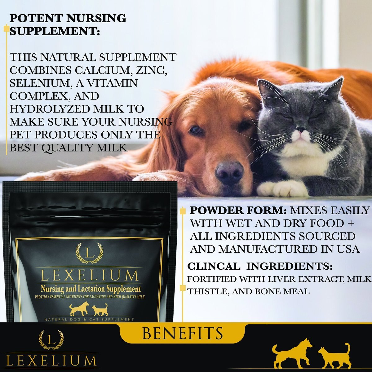 Lexelium Nursing and Lactation Dog and Cat Supplement， 7-oz bag