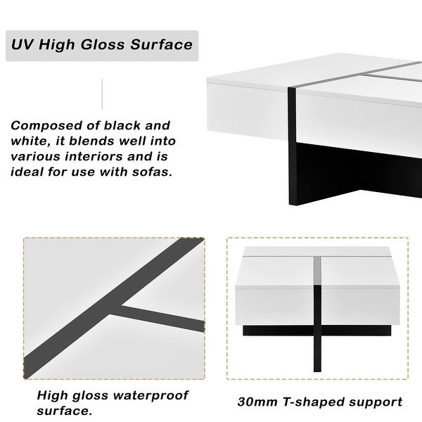 45.2inch Modern Rectangle White Cocktail Table Coffee Table