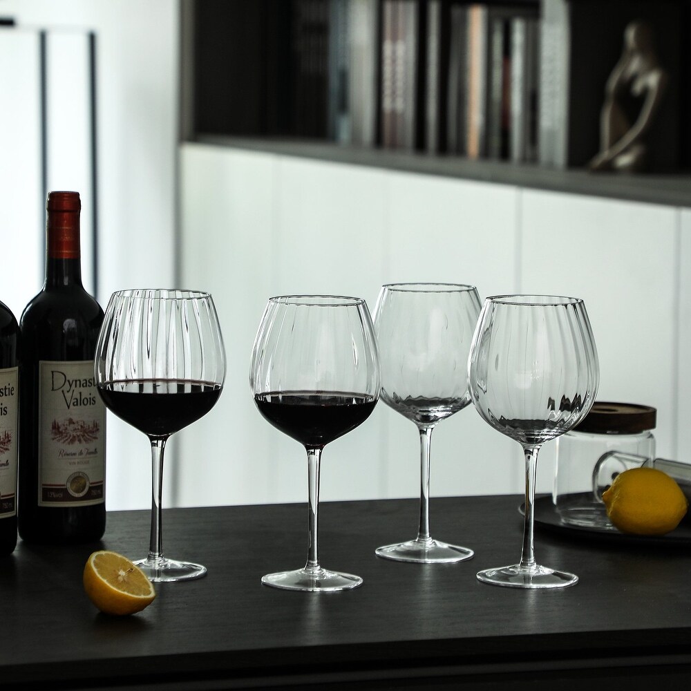 Ribbed Optic Wine Glasses set of 4   4.25\