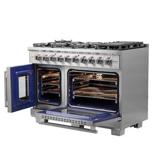 Forno Capriasca 48 in. Freestanding French Door Double Oven Dual Fuel Range 8 Burner Stainless Steel FFSGS6460-48