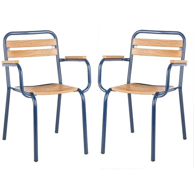 Rayton Stackable Chair set Of 2 Brown navy Safavieh