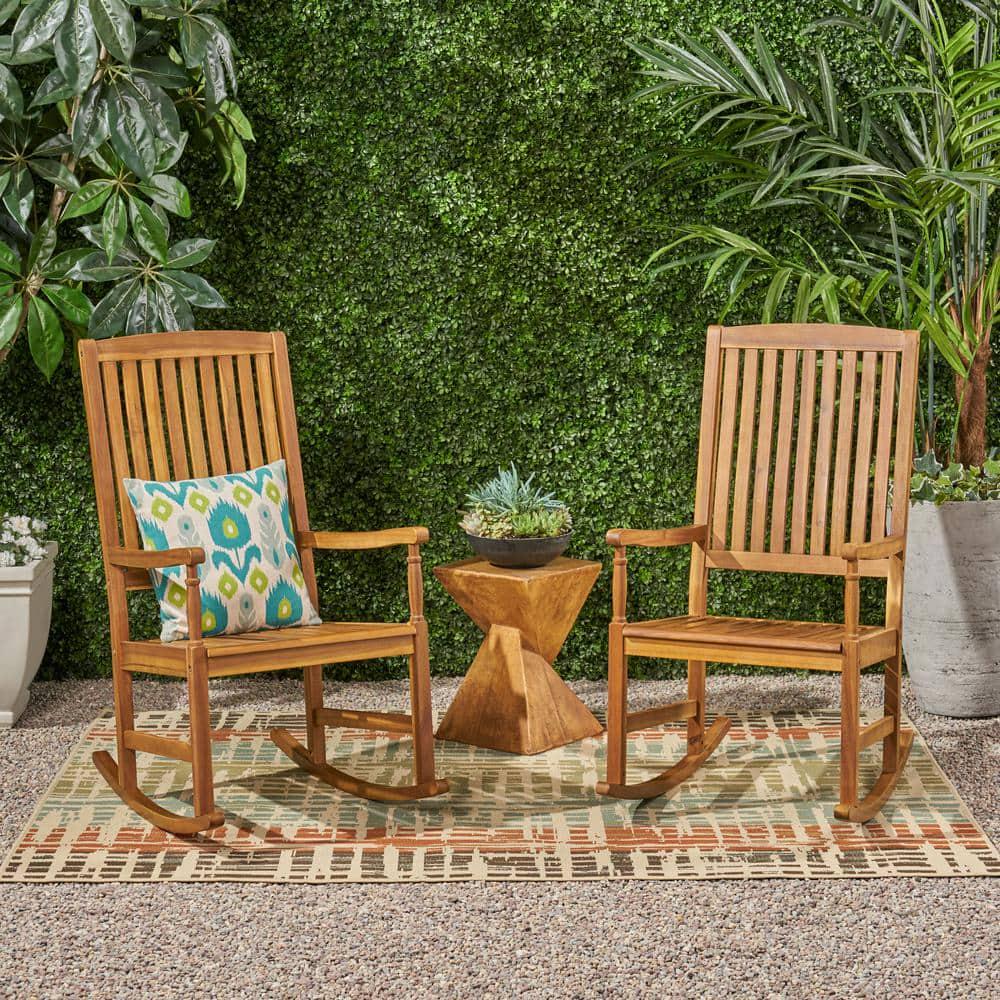 Noble House Arcadia Teak Brown Wood Outdoor Rocking Chair