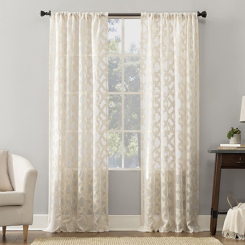 No. 918 Yvette Trellis Jacquard Sheer Rod Pocket Window Curtain