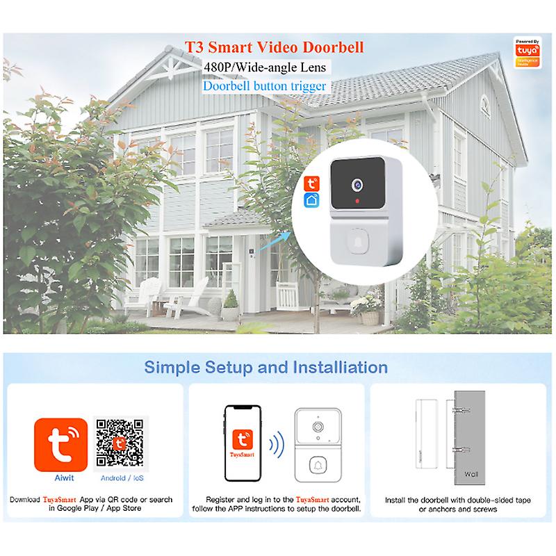 Smart Wireless Doorbell Wifi Video Phone Camera Door Bell Ring Intercom Security W12652343