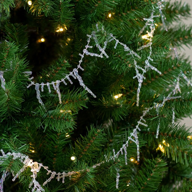 Clear Iridescent Icicle Beaded Artificial Christmas Garland Unlit