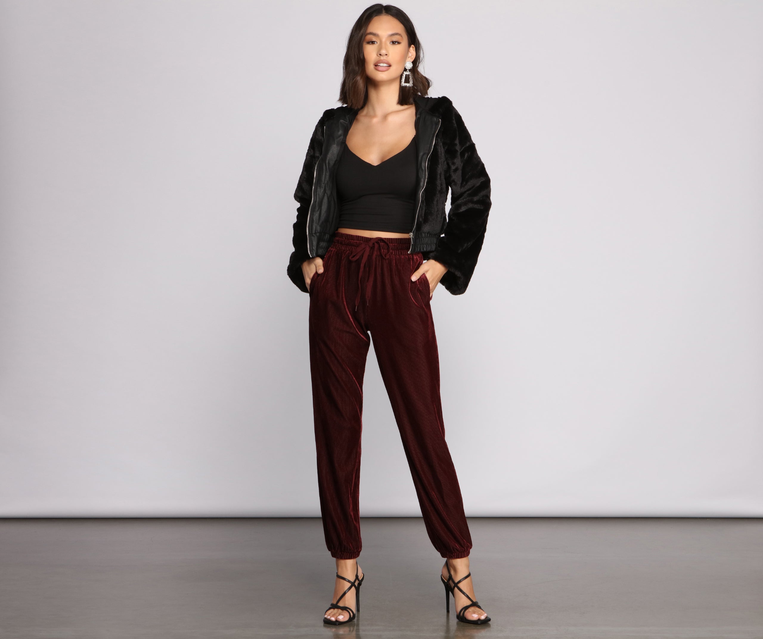 Luxe Velvet High Rise Joggers