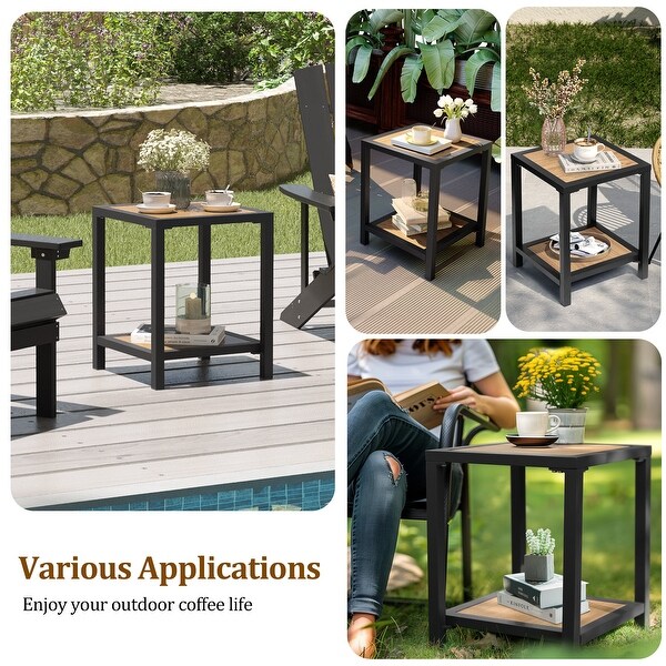 Outdoor Patio 2Tier Small Square Side Table