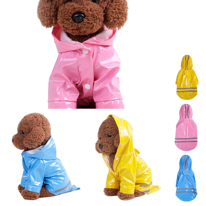 Waterproof Dog Raincoat Small Large Reflective Rain Jacket Hooded Rainwear S-XL