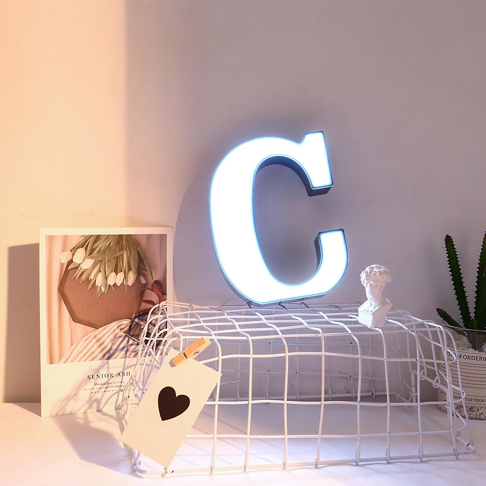 Plastic LED 26 English Alphabet Night Lamp Letter Shape Decoration Light for Birthday Propose ConfessionC White Light