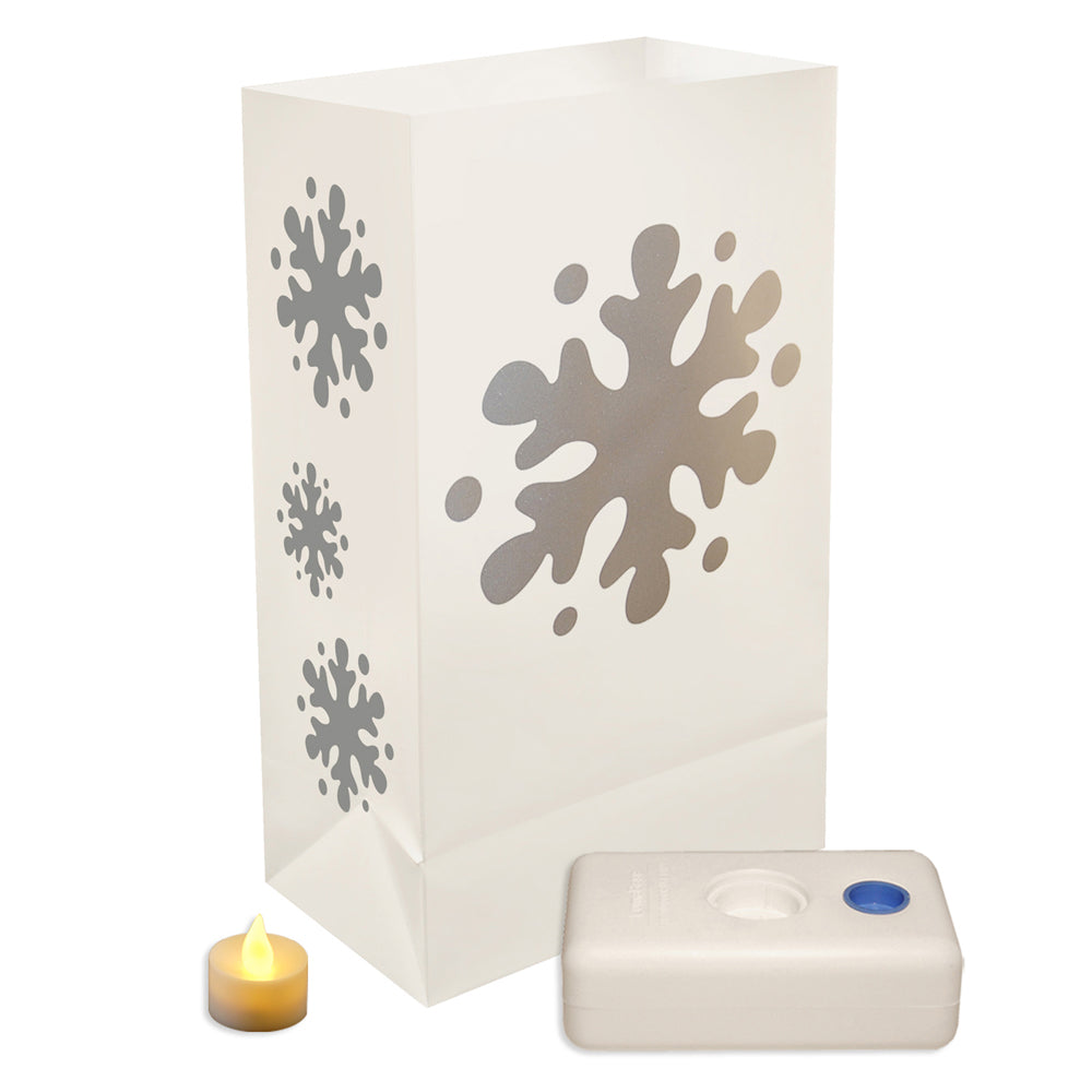 Battery Powered LED Luminaria Kit - Gold Window 12 Count (Snowflake)