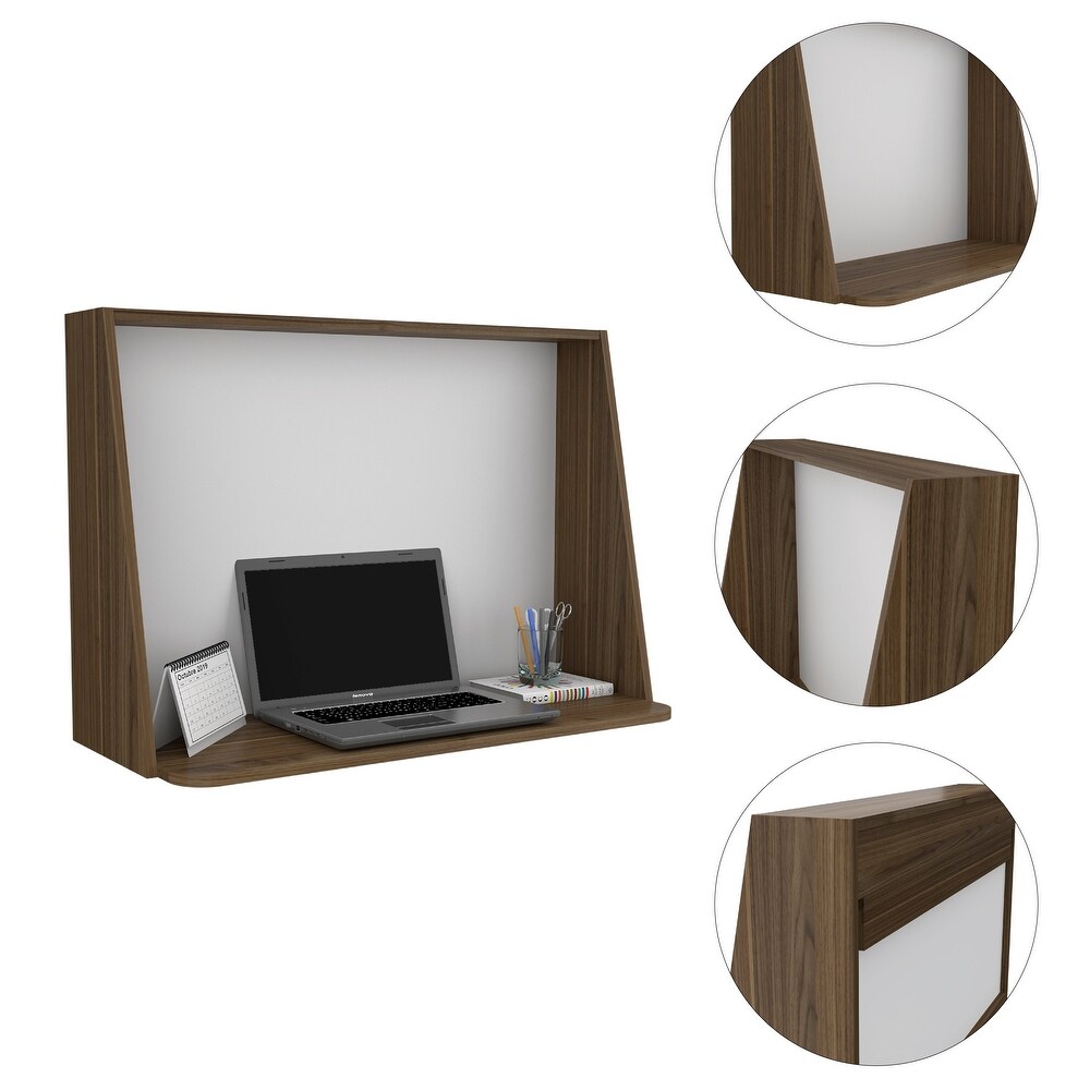 Zambia Wall Office Desk with Particle Board Frame and Solid Wood Material Home Office Desk Occupy Small Space