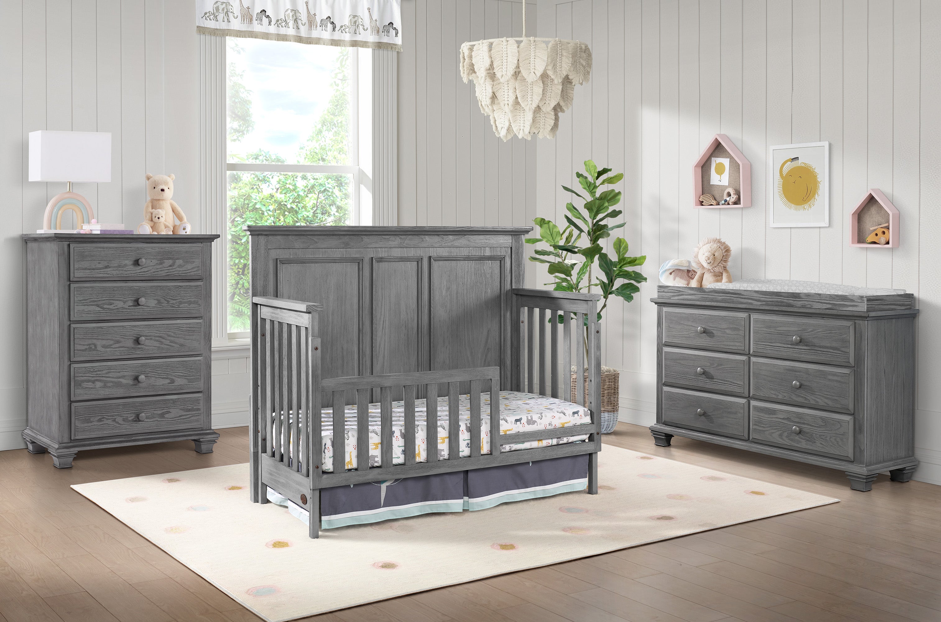 Oxford Baby Kenilworth 4-in-1 Convertible Crib, Graphite Gray, GREENGUARD Gold Certified, Wooden Crib