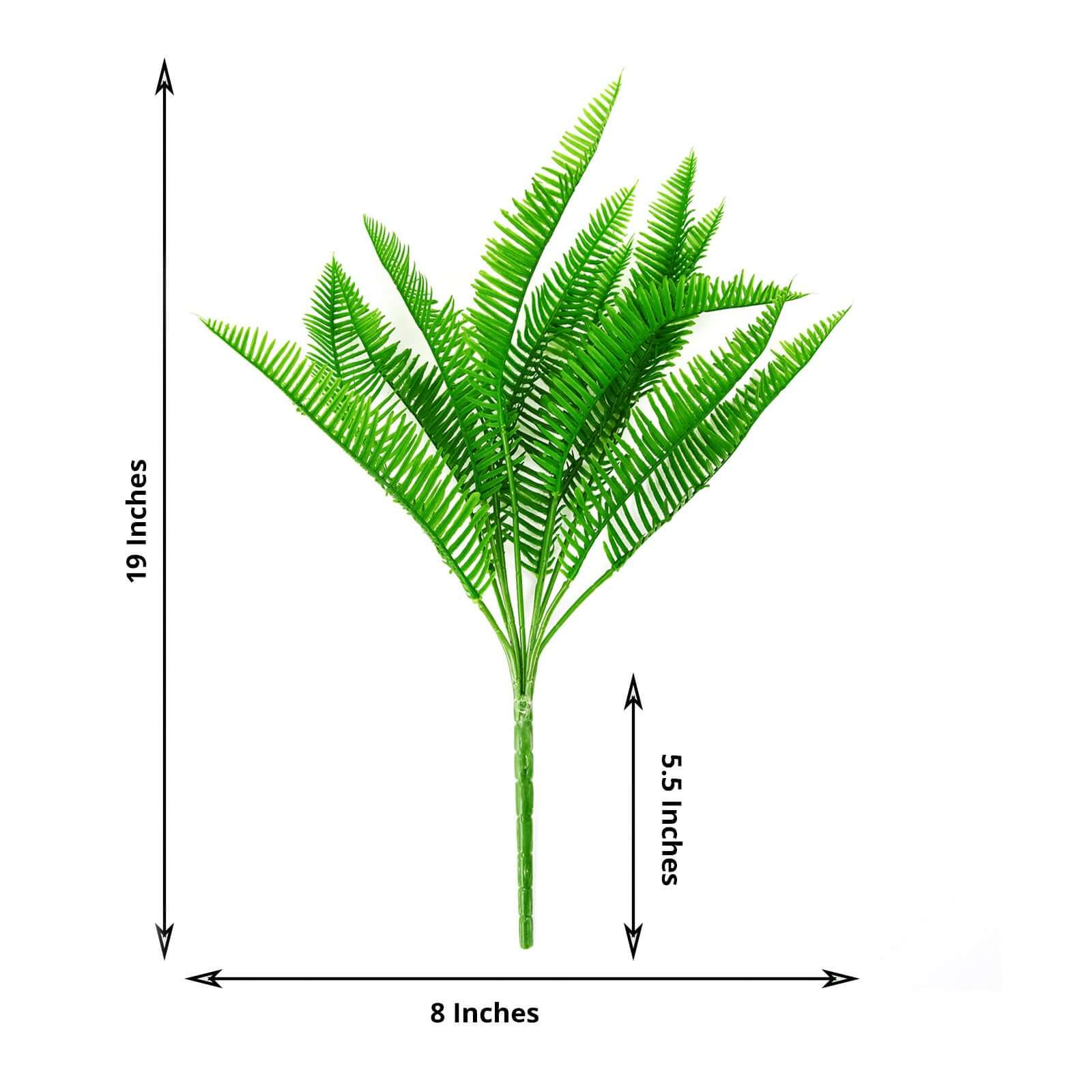 2 Stems Artificial Green Cycas Fern Leaf Indoor Bushes, Faux Plants