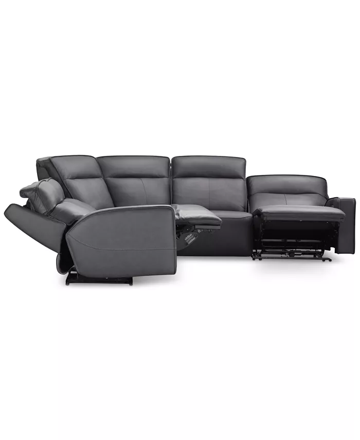 Furniture Dextan Leather 5-Pc. Sectional with 3 Power Recliners