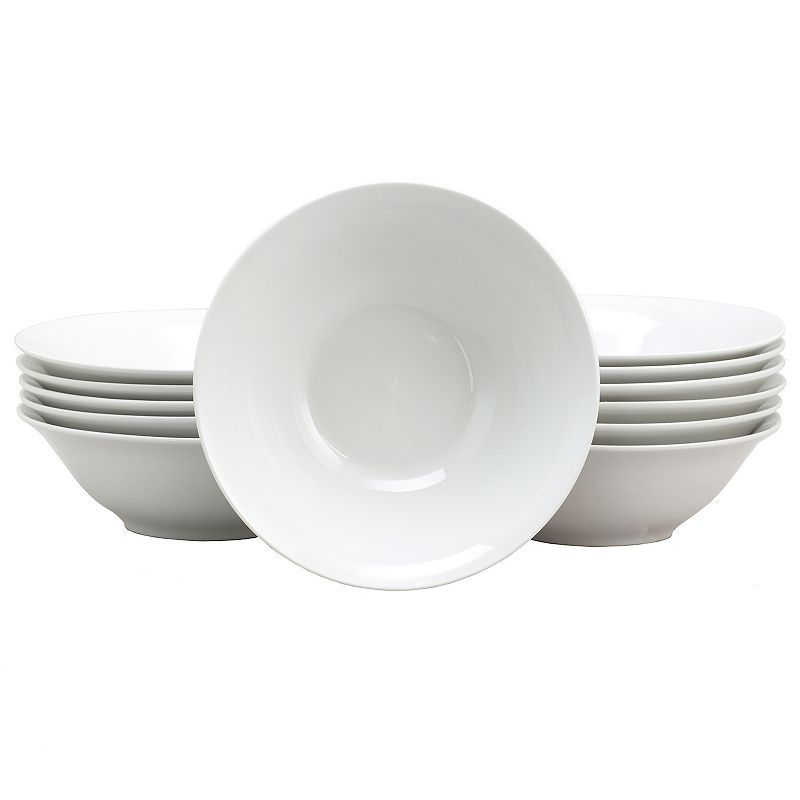 Gibson Everyday Noble Court 7 Inch Fine Ceramic Bowls in White 12 Piece Set