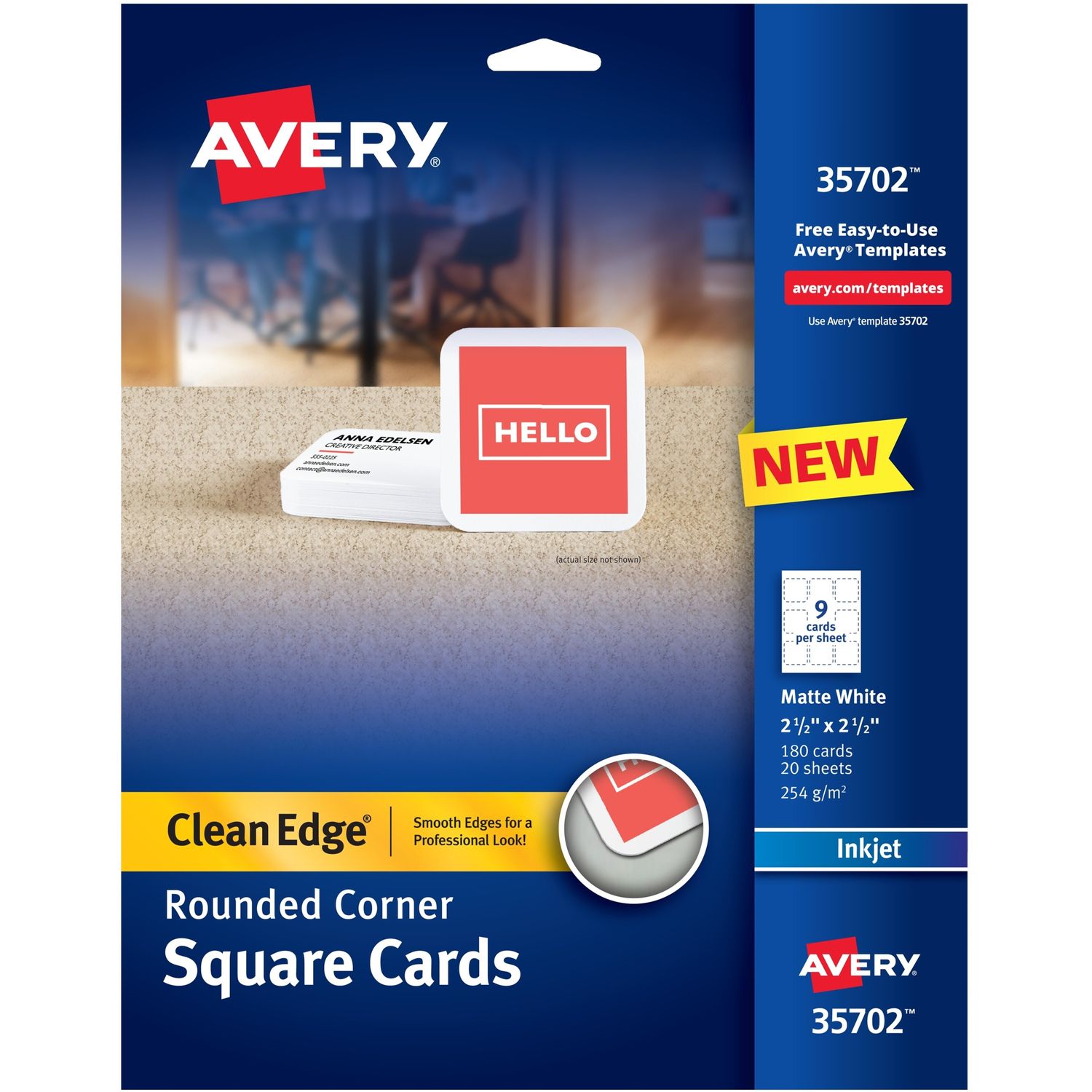 Clean Edge Inkjet Printable Multipurpose Card - White by Avery AVE35702