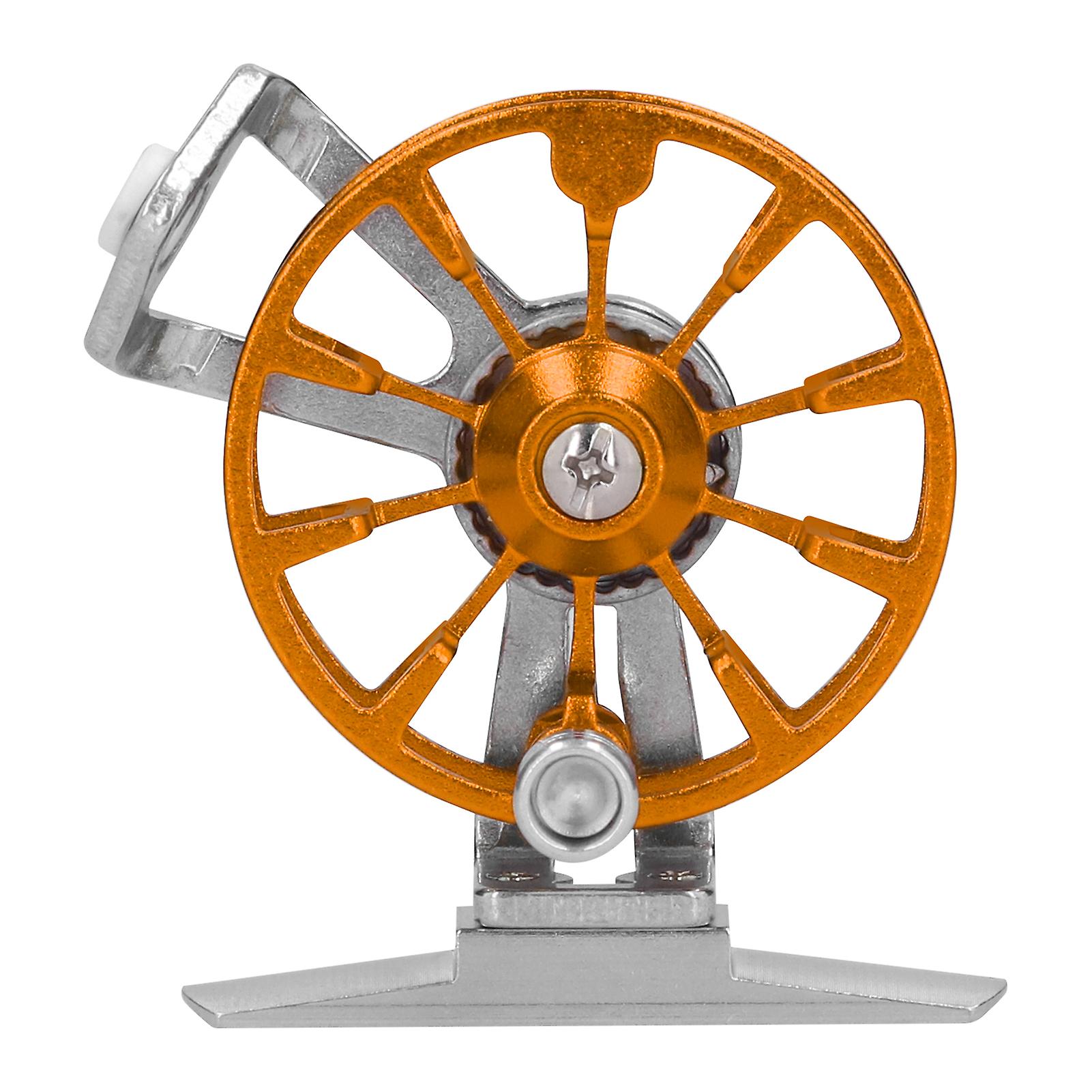 Portable Ice Fishing Wheel Aluminum Alloy Right Handed Fly Fishing Reel Labor-saving(gold )