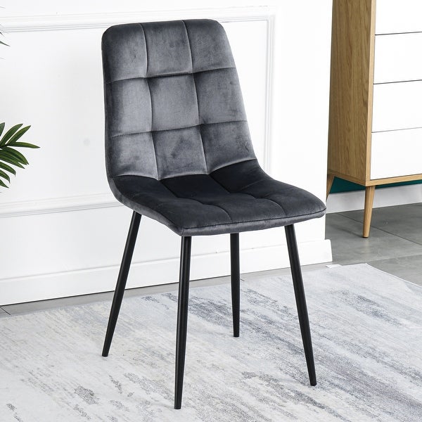 Set of 4 Modern Velvet Dining Chairs ， Fabric Accent Upholstered Chairs Side Chair with Black Legs for Dinning room