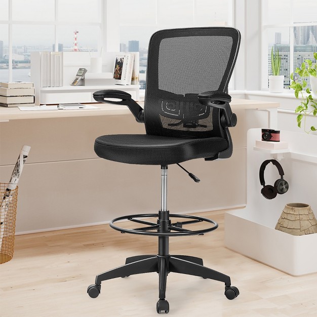 Costway Tall Office Chair Adjustable Height W lumbar Support Flip Up Arms