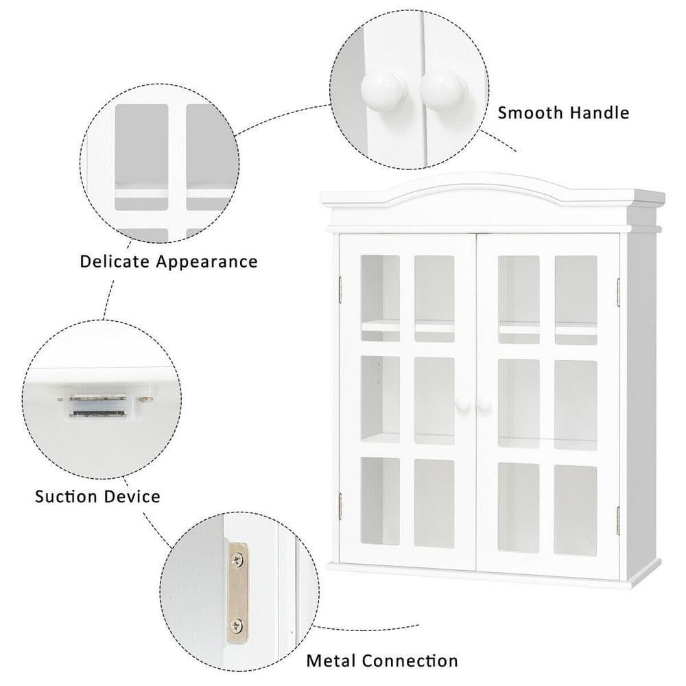 CASAINC 21 in W all Mount Double Doors Shelved Bathroom Medicine Cabinet in White